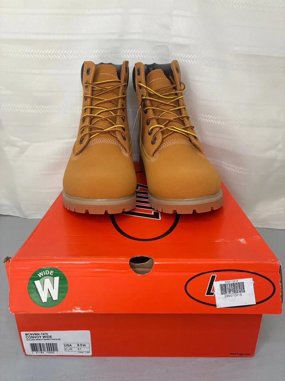 Lugz Convoy WR Men's Water Resistant Work Boots Golden Wheat Size 8W New